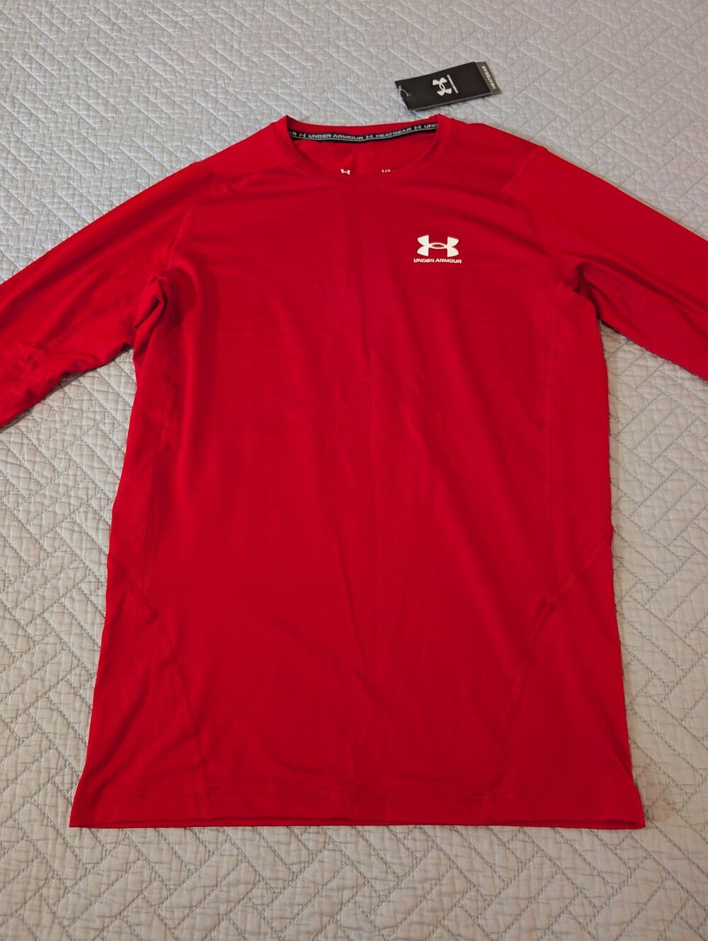 NWT Under Armour Heatgear Men's Red Compression Long Sleeve Shirt (0928)